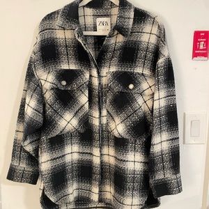 Zara Black and Cream Shirt Jacket